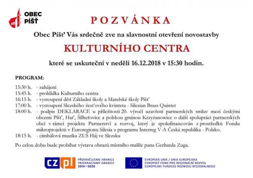 Otevření Kulturního centra obce Píšť