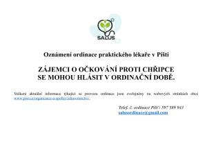 Oznámení ordinace praktického lékaře 1