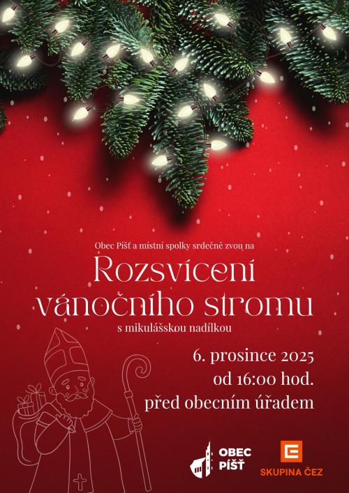 Rozsvícení vánočního stromu a  sv. Mikuláš na návsi.